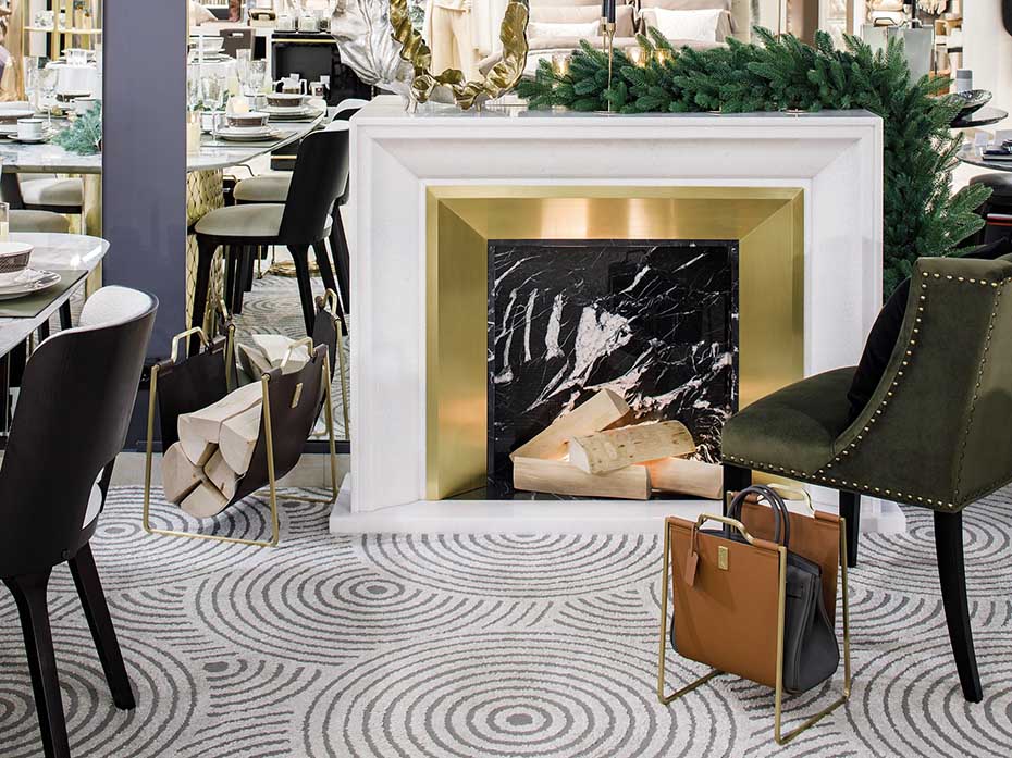 Камин мраморный FURNITEK FG-05001 с латунным обрамлением