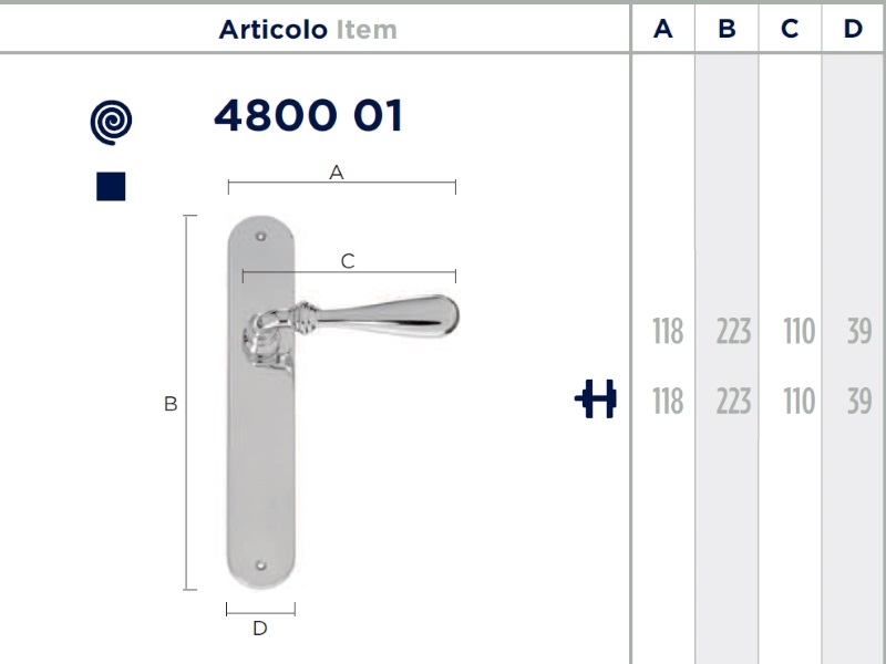 Дверная ручка на планке Enrico Cassina EMANUELA 480001 из латуни