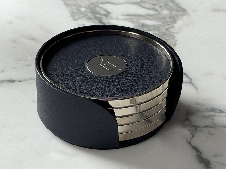 Набор премиальных костеров из натуральной кожи FURNITEK FG-419 (5шт) цвет синий