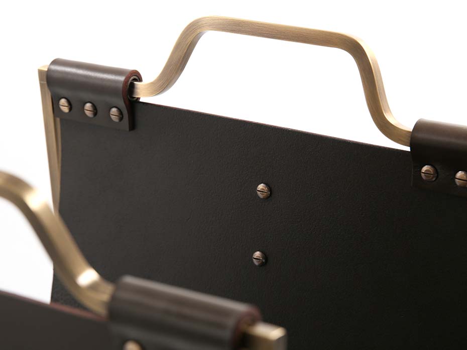 Дровница с кожаной вставкой FG-12040 античная латунь