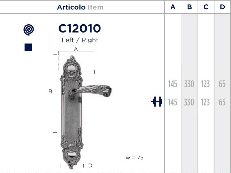 Дверная ручка на планке Enrico Cassina LAVINIA C12010
