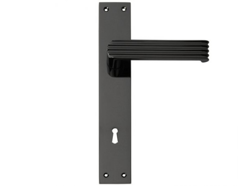 Дверная ручка на планке Enrico Cassina MAYA C02910 чернёная латунь