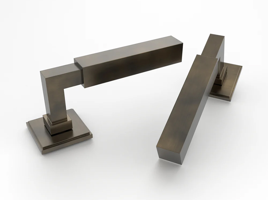 Дверная ручка на розетке Oliver Knights Benedict LH тёмная бронза