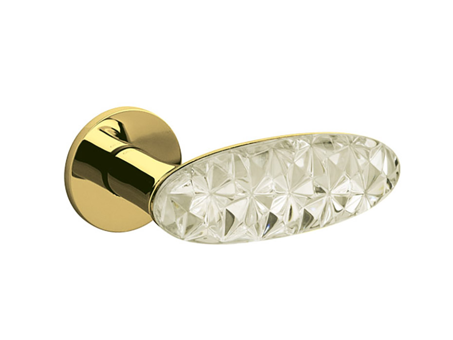 Дверная ручка на круглой розетке Olivari Crystal Diamond Z6 золото блестящее