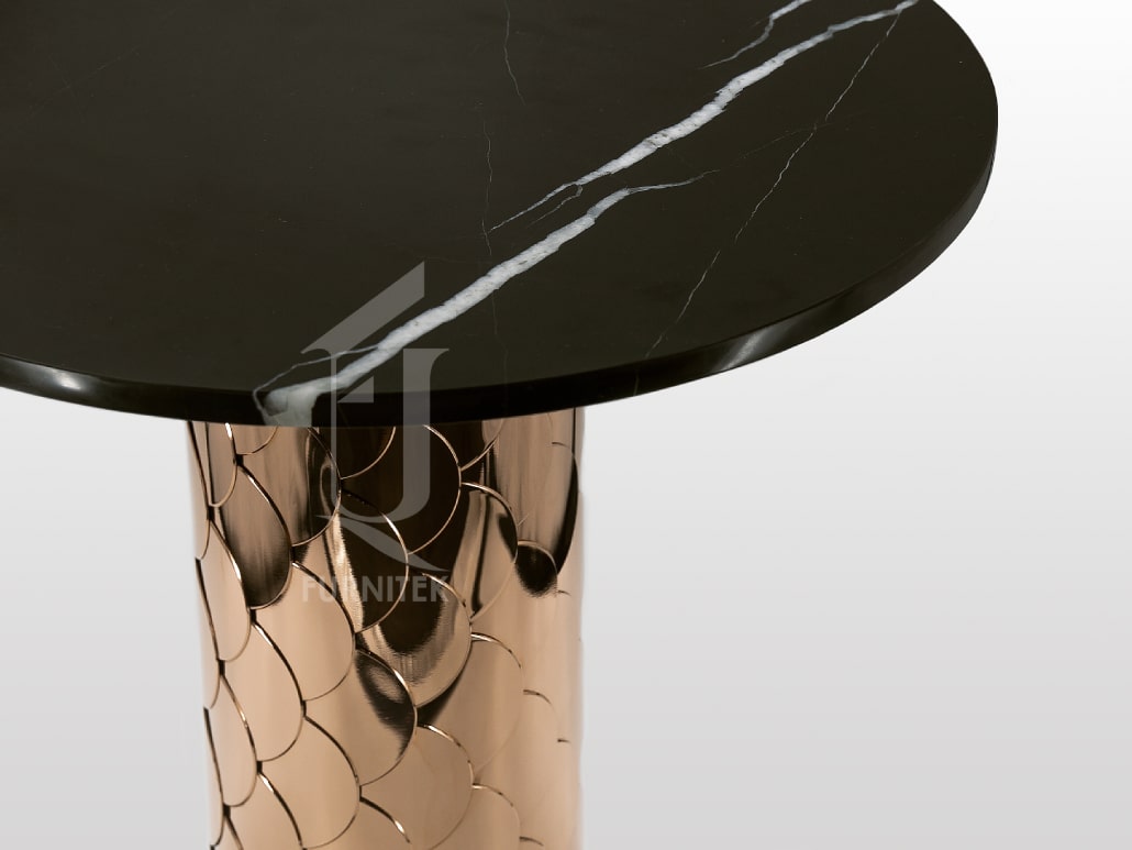 Столик кофейный круглый Ar-Deco Furnitek FG-028 столешница из натурального мрамора