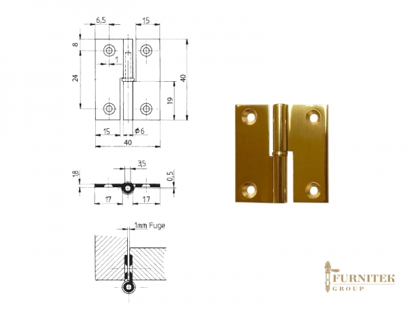 FS 661416 Эксклюзивная мебельная петля карточная полированная латунь
