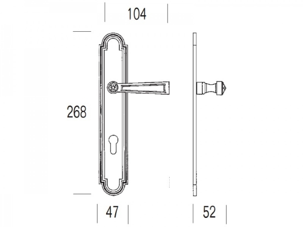 Дверная ручка на планке Salice Paolo BERLINO 4391 из латуни