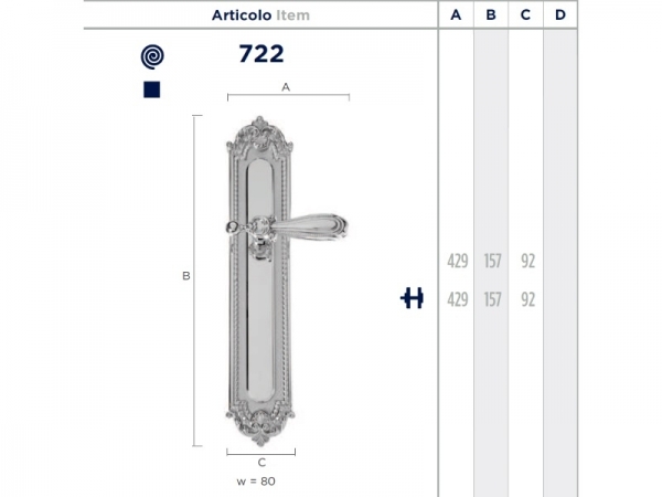 Дверная ручка на планке Enrico Cassina CARLOTTA 722