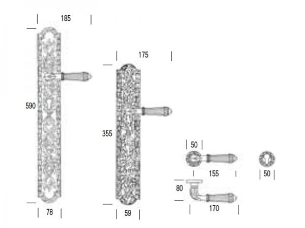 Дверная ручка на планке Salice Paolo DOHA 3301