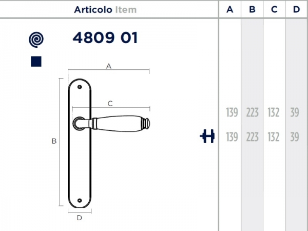 Дверная ручка на планке Enrico Cassina EILEEN 480901