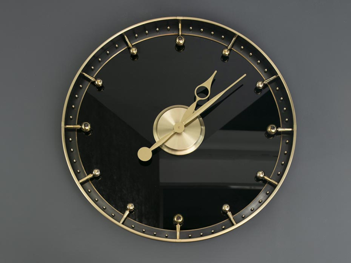 Часы FG-1002024 матовая латунь стекло чёрное глянец 800мм