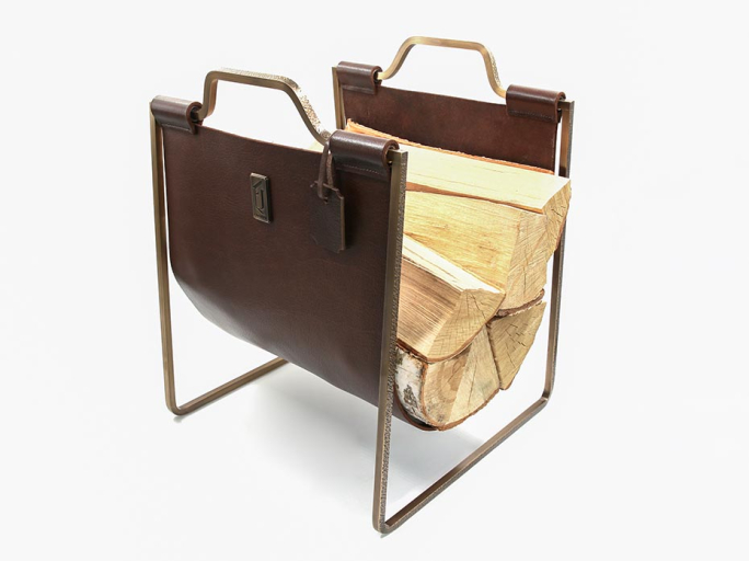 Дровница с кожаной вставкой Furnitek FG-12030