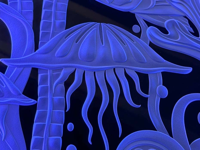 Картина со стеклом FURNITEK FG-303 в латунной раме с подсветкой