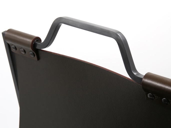 Дровница с кожаной вставкой FG-12044 чернёная полированная латунь