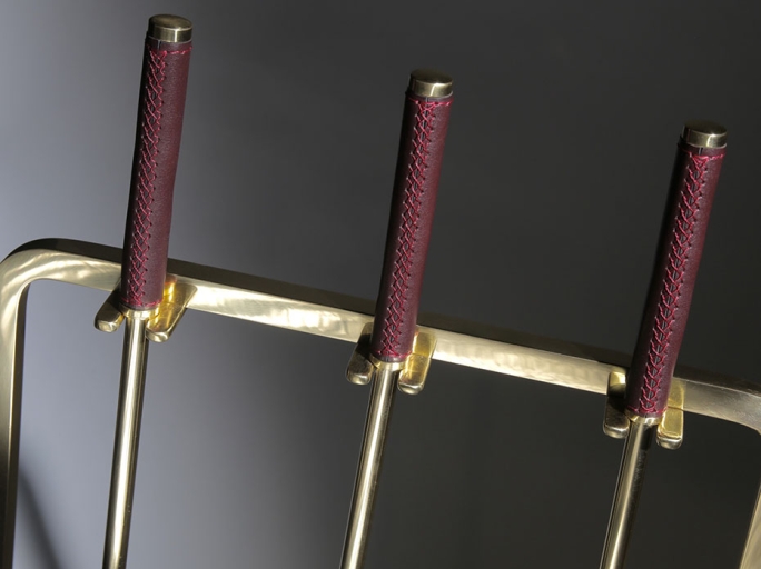 Каминный набор с дровницей FURNITEK FG-01112 полированная латунь