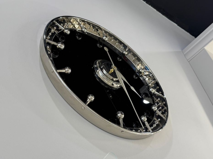 Часы FG-1002031 полированный никель стекло чёрное глянец 600мм