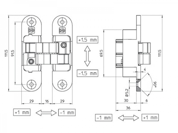 Дверная скрытая петля Koblenz Kubika 6200 бронза