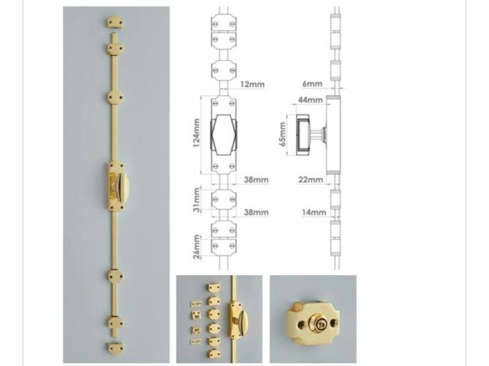 Кремона для окон и дверей Croft 6000_7005 полированная латунь