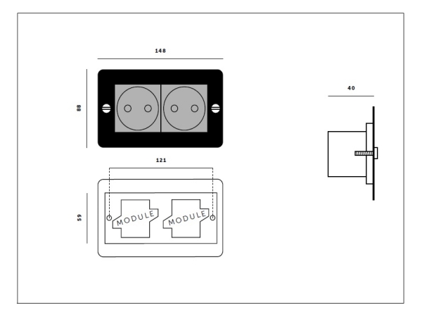 Розетка Buster & Punch двойная 2G_Euro UK-MG-CO-2G-BL-A латунь чернёная 