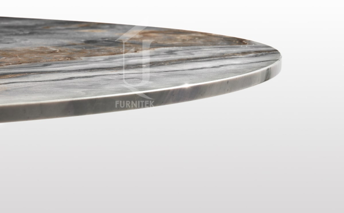 Стол обеденный Ar-Deco Furnitek FG-012 из латуни столешница натуральный мрамор