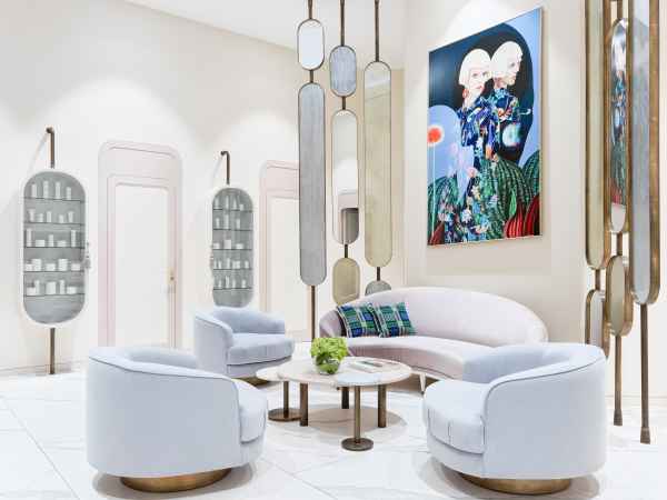 Стойки из латуни с тканью и зеркалами FURNTEK